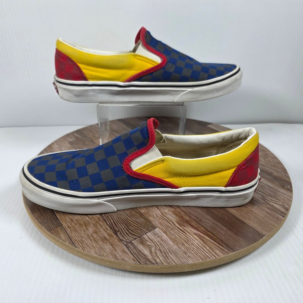 Vans Classic Slip-On M7/ W8.5 Multicolor Checkerboard Colorblock Skate Shoes